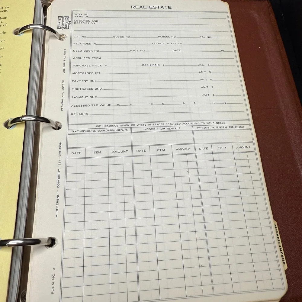 Vintage 1965 Personal Record Book Pfening‎ Snyder Publishers Loose Leaf planner